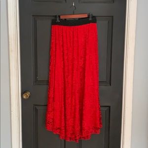 Lularoe red lace maxi skirt Medium